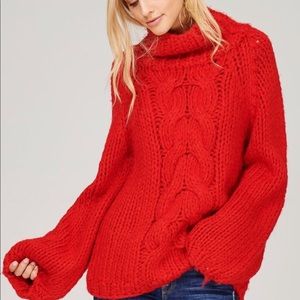 Red turtleneck sweater